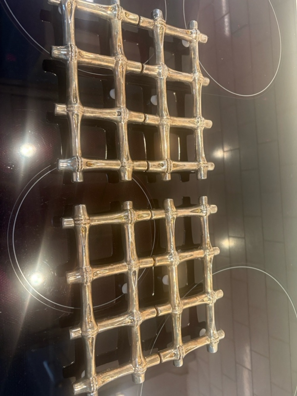 Metal Grid Trivet Set - Silver Tone